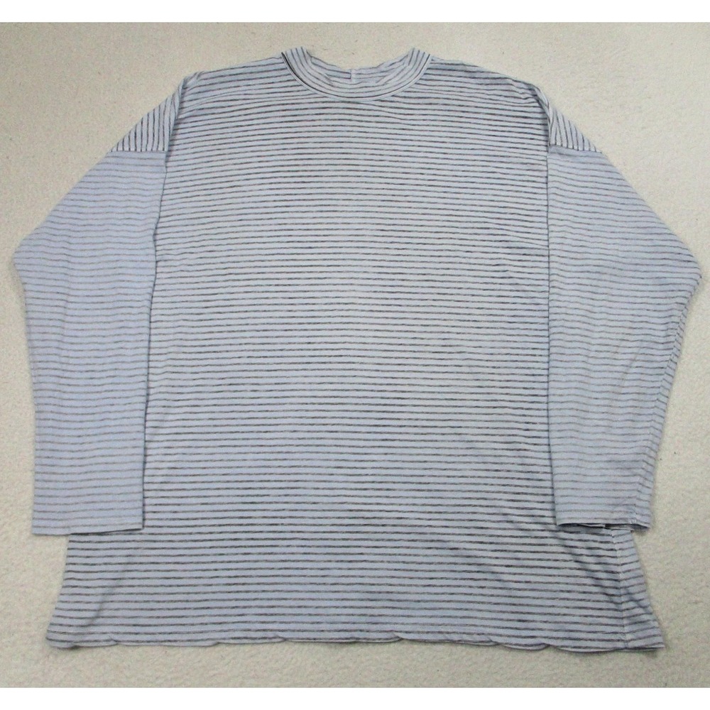 We The Free Shirt Womens Large Blue Striped Long‎ Sleeve Tunic 100% Cotton